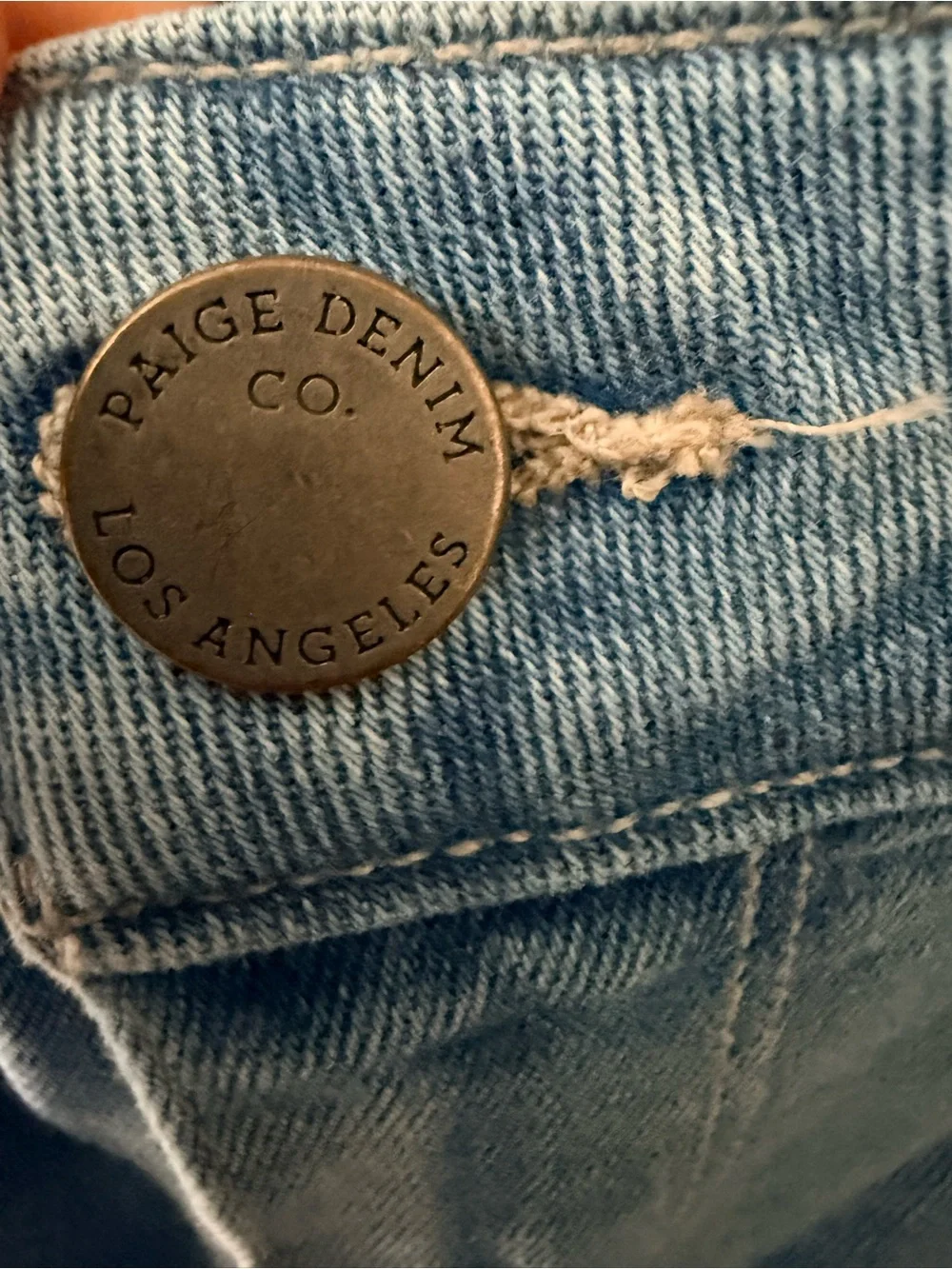 PAIGE Light Wash High Rise Crop Flare Raw Hem Jeans Size 28